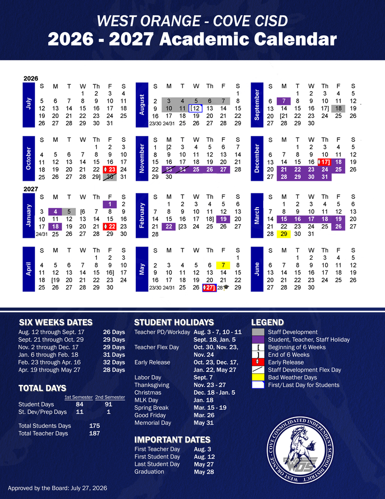 2026-2027 Academic Calendar