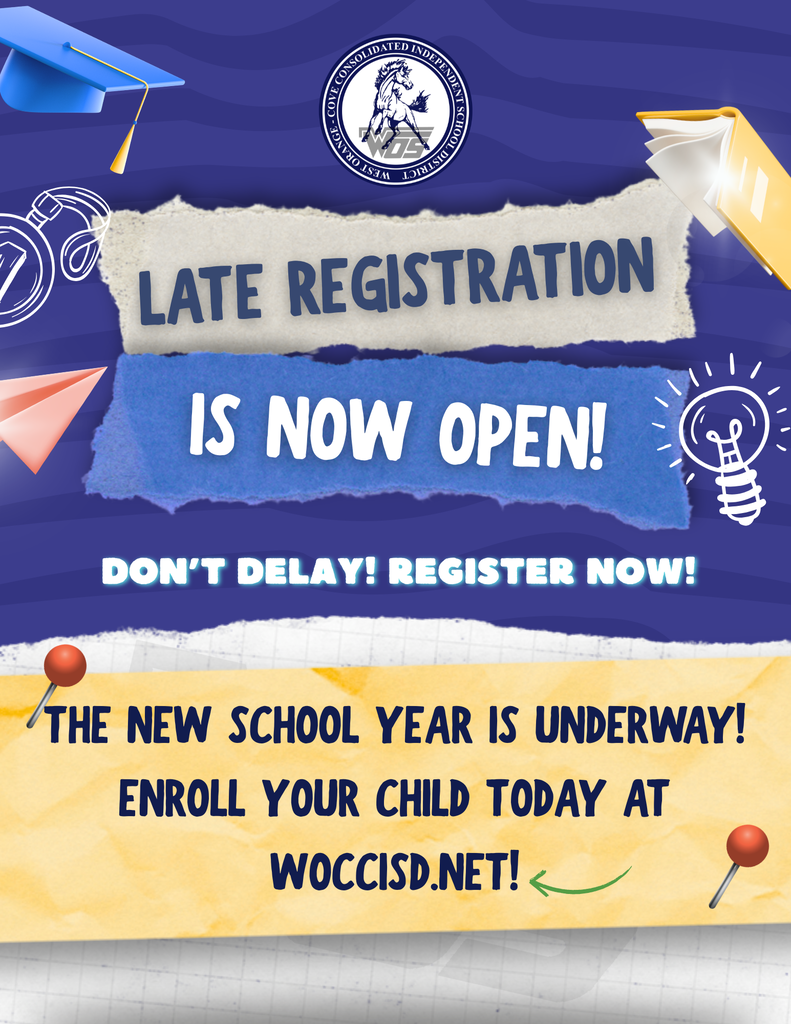 Blue and gray graphic for late registration