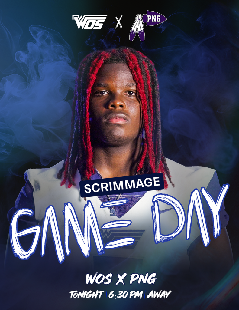 Game Day Flyer with WOS Football Player, Full Info in Post