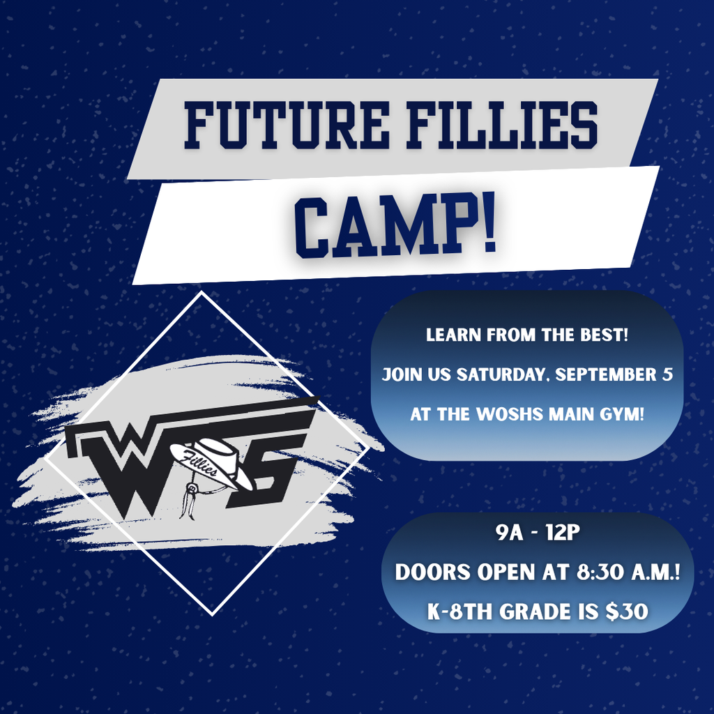 Dark blue graphic  advertising Future Fillies Camp