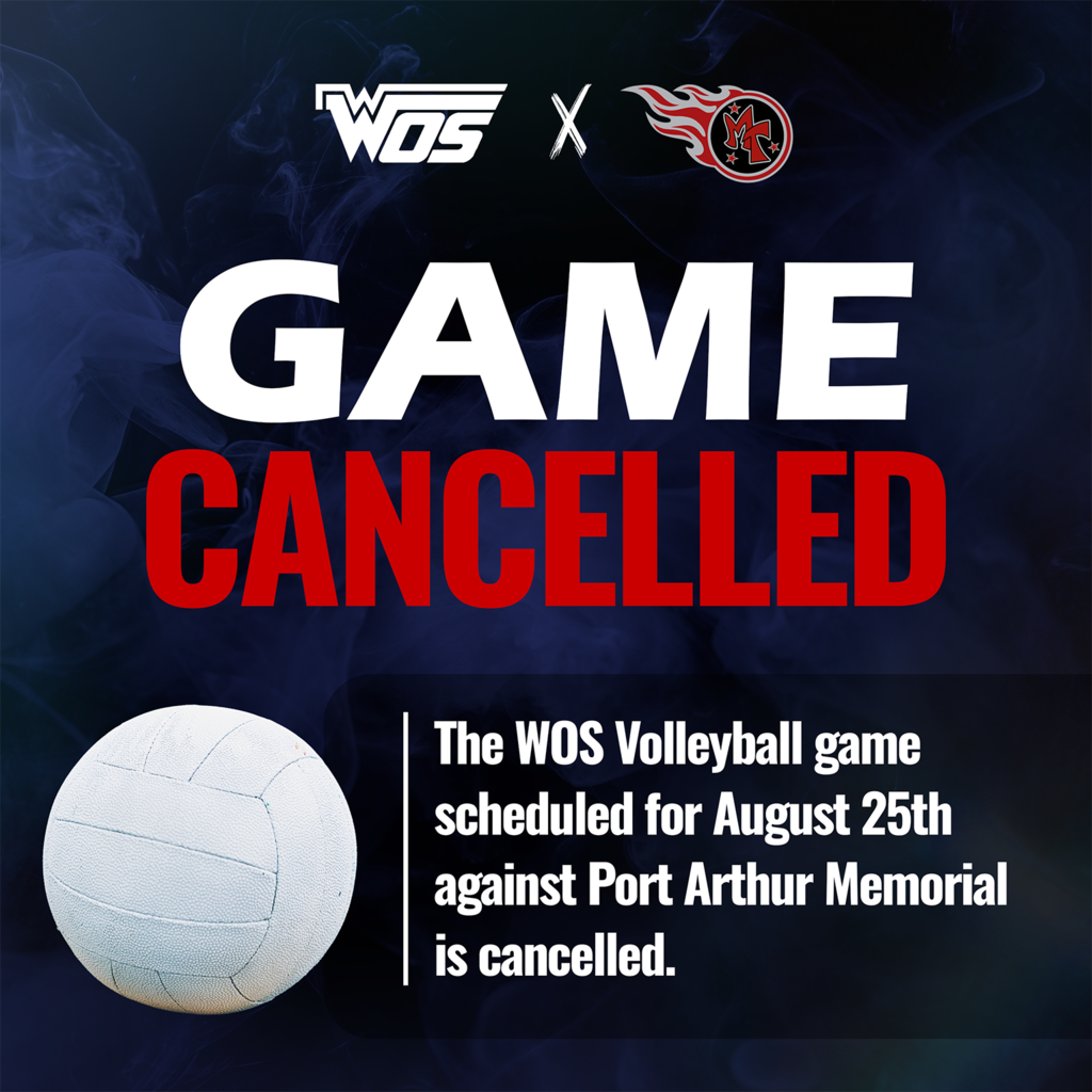 WOS Volleyball vs Port Arthur Memorial game cancelled, August 25th