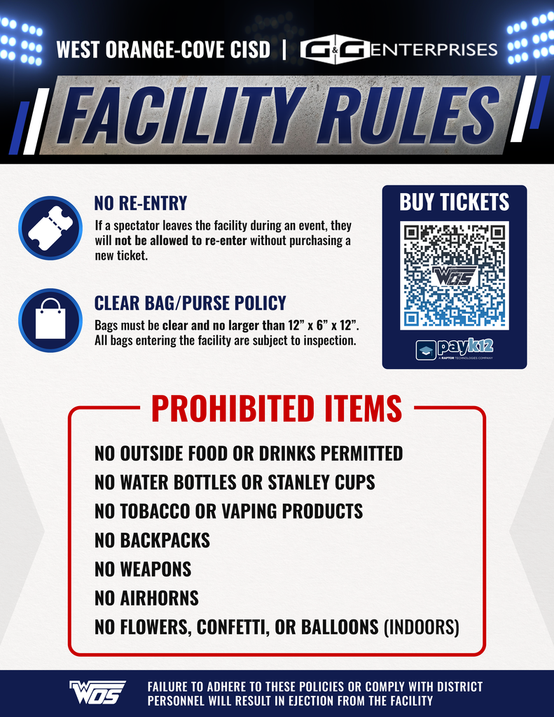 WOCCISD Facility Rules, Full Text in Post