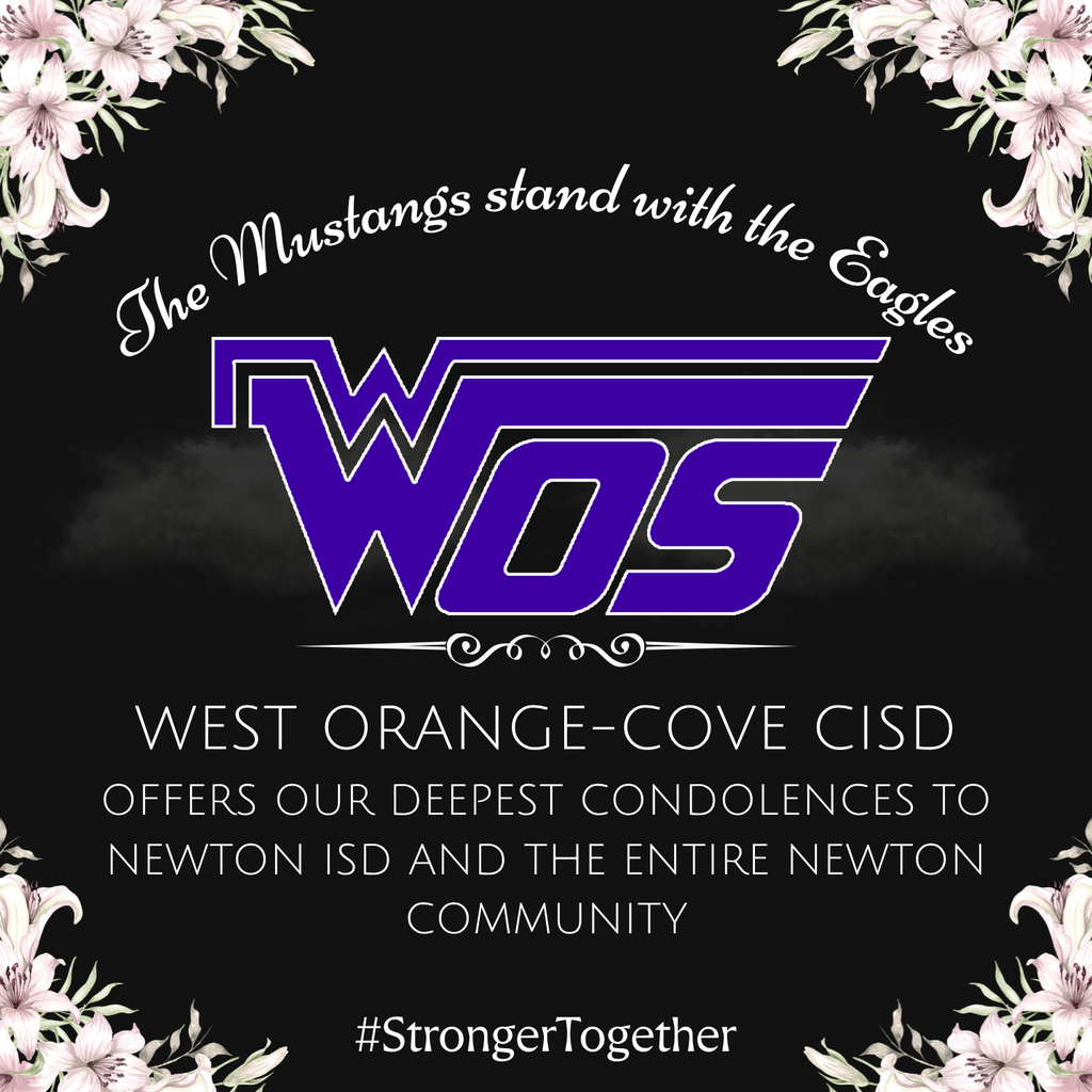 Black and white sympathy graphic with purple West Orange-Stark logo