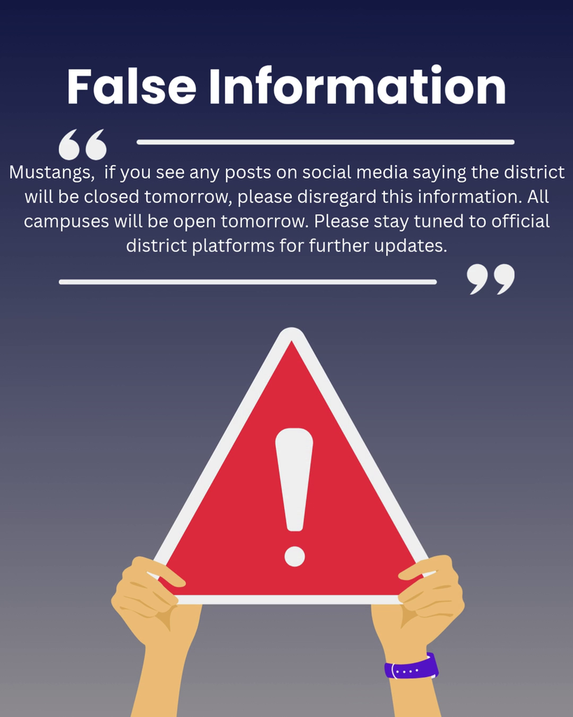 Blue Gradient Graphic Wth Red Warning Sign Alerting People Of False Information