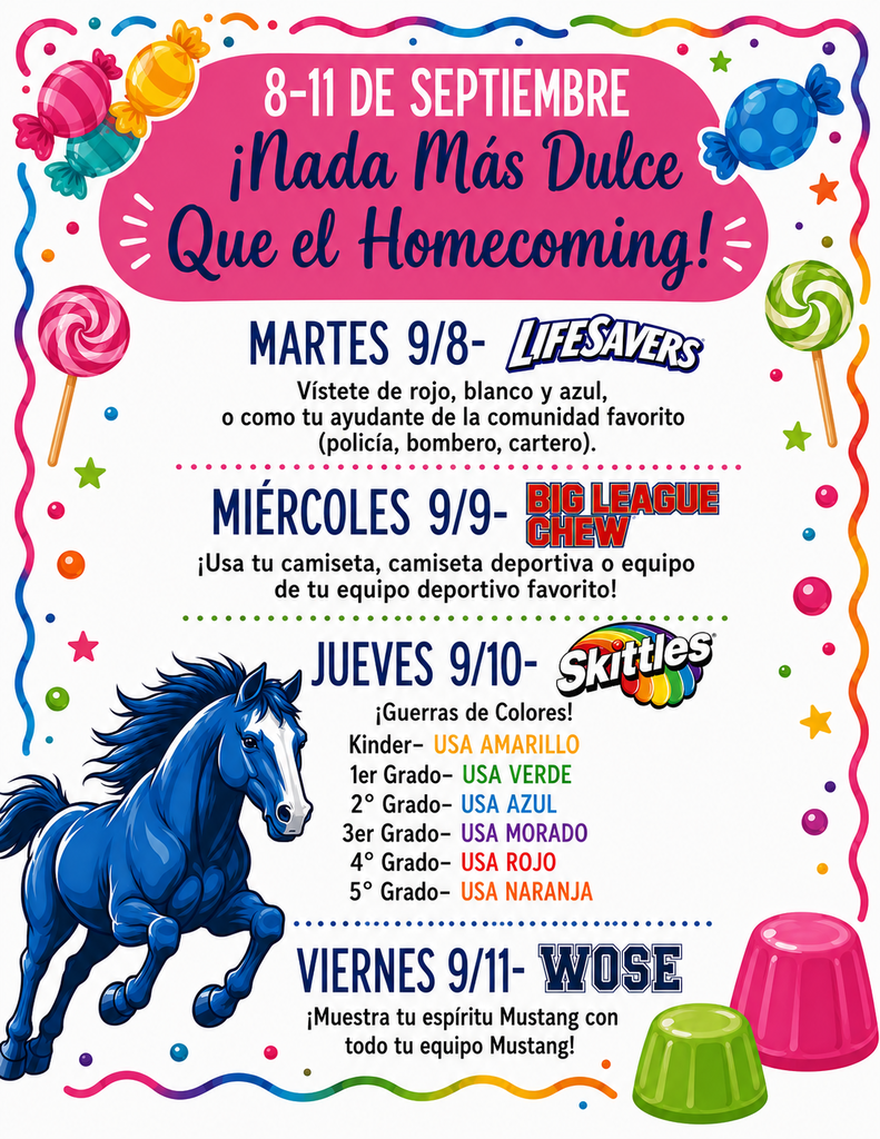 WOSE Homecoming Spirit Days, Full Text in Post, Spanish