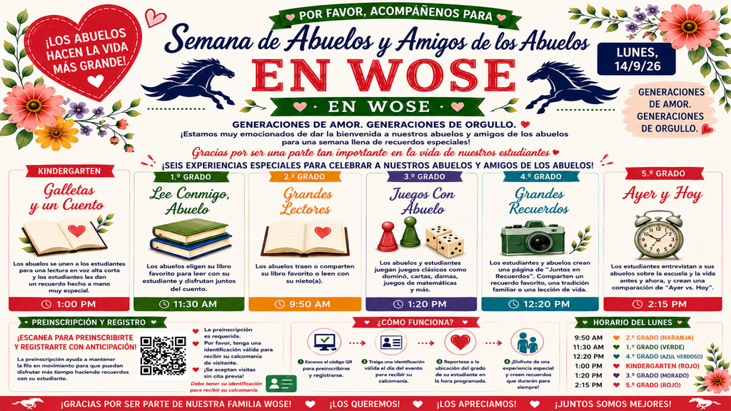 WOSE grandparents day calendar in Spanish