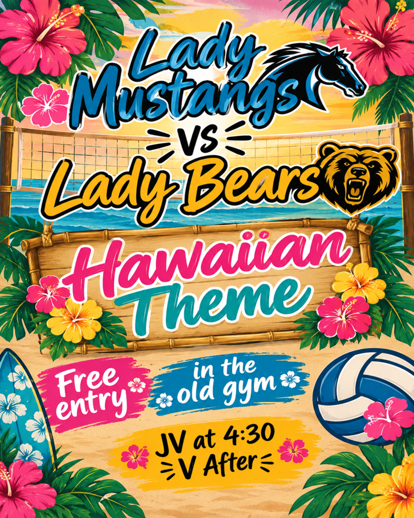 Hawaiin theme graphic on a beach setting with information about WOS Volleyball. Refer to graphic for more info.