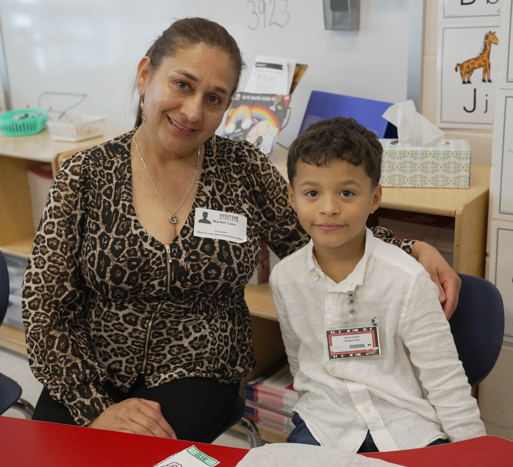 Grandparent and children at school event