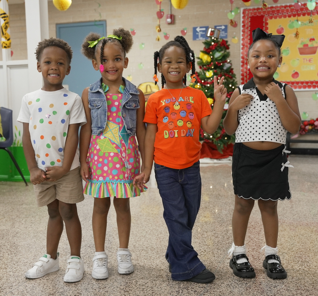 students with dots on them