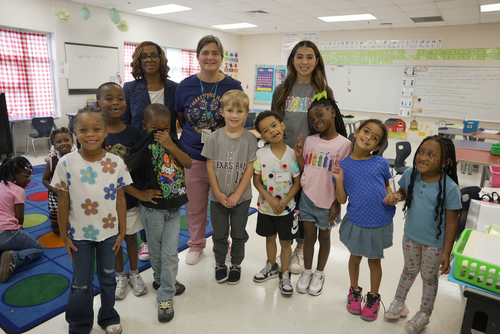 students with dots on them