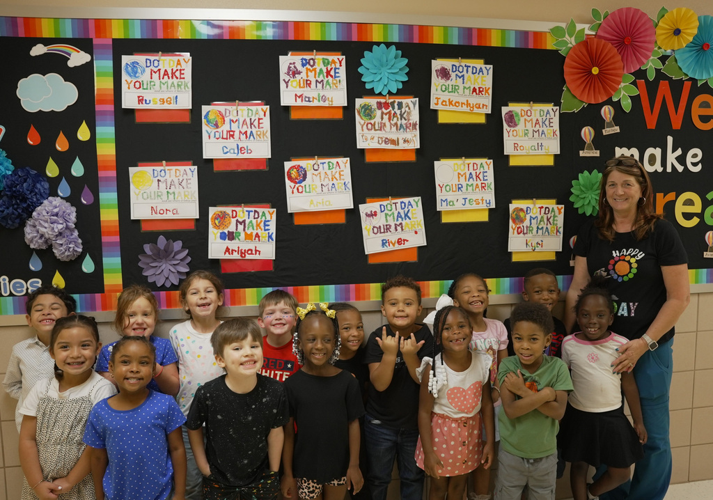 students with dots on them