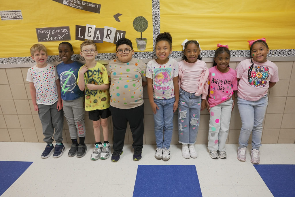 students with dots on them