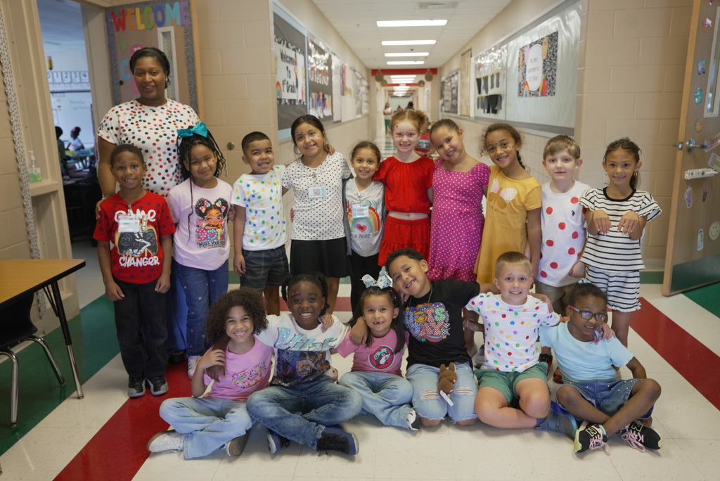 students with dots on them