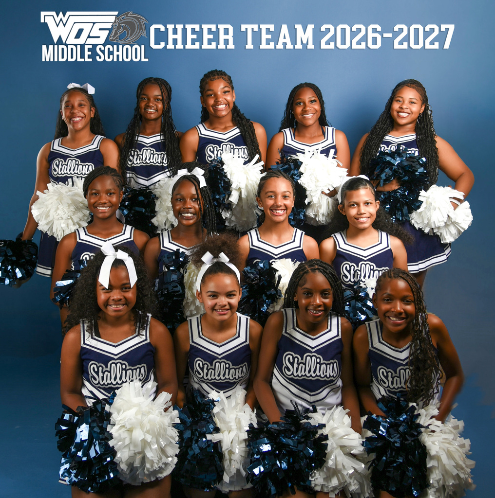 Group shot of the WOSMS Cheer Team 2026-2027