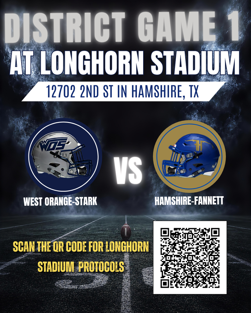 WOS v Hamshire-Fannett Graphic with QR Code for Longhorn Stadium Protocols