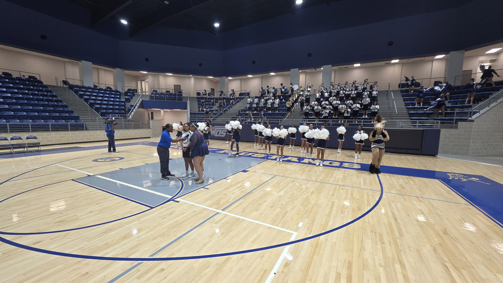 M3 Band and cheerleaders perform during morning news segment
