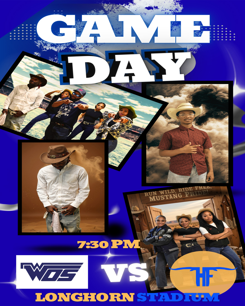 Student Game day graphic advertising WOS v Hamshire-Fannett football game