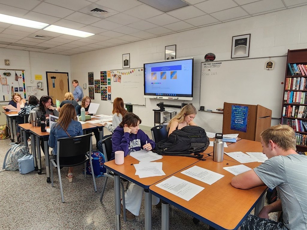 photograph of students participating in a college admission simulation