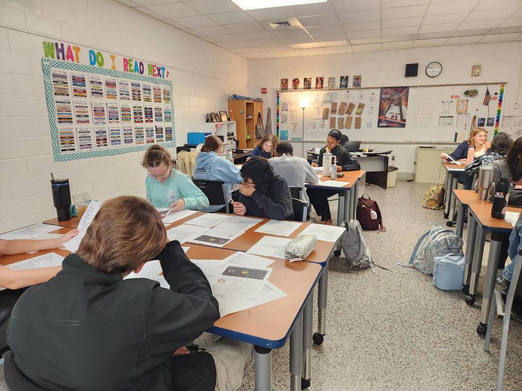 photograph of students participating in a college admission simulation