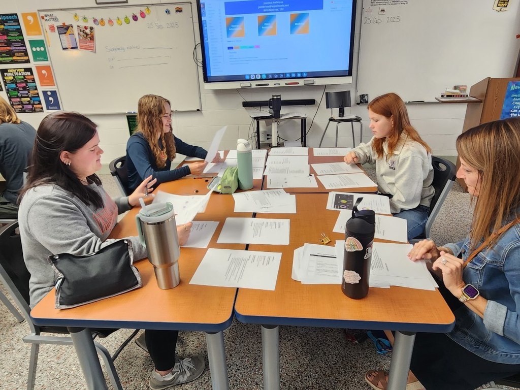photograph of students participating in a college admission simulation