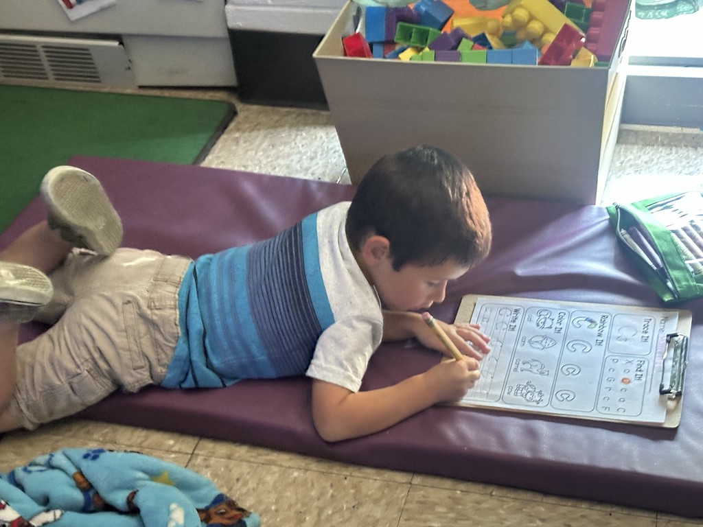 Student working on a worksheet