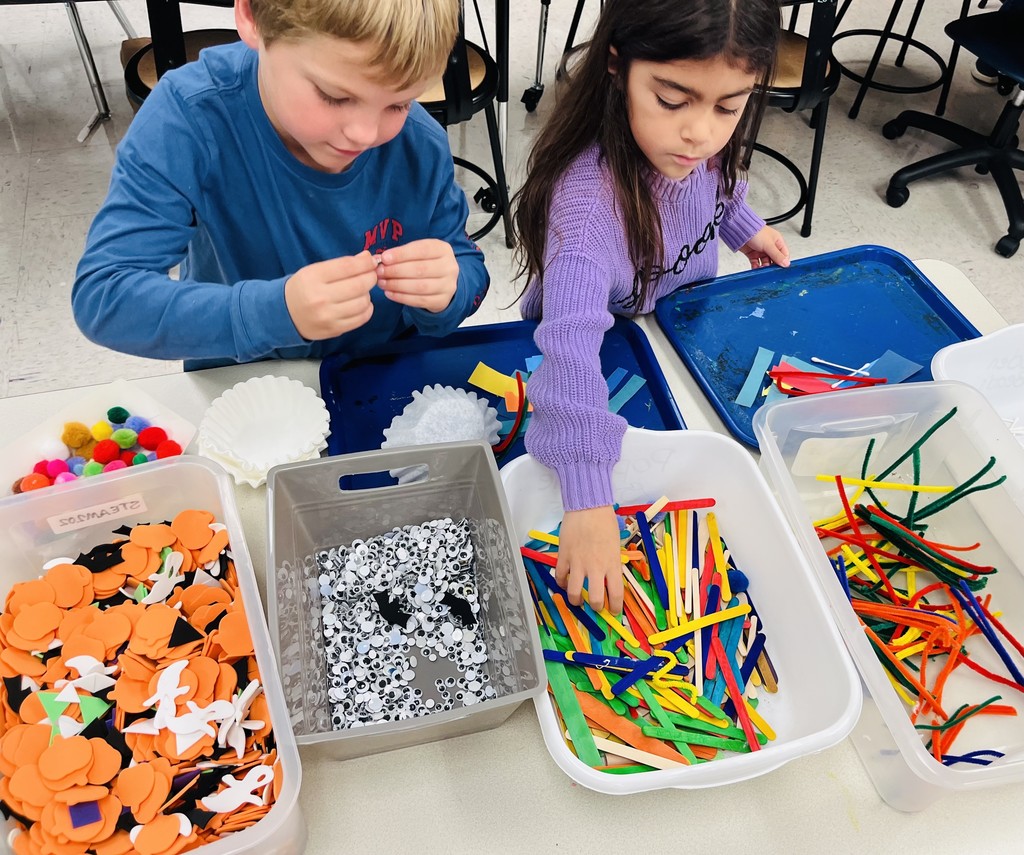 So many choices - students pick items from supply buffet