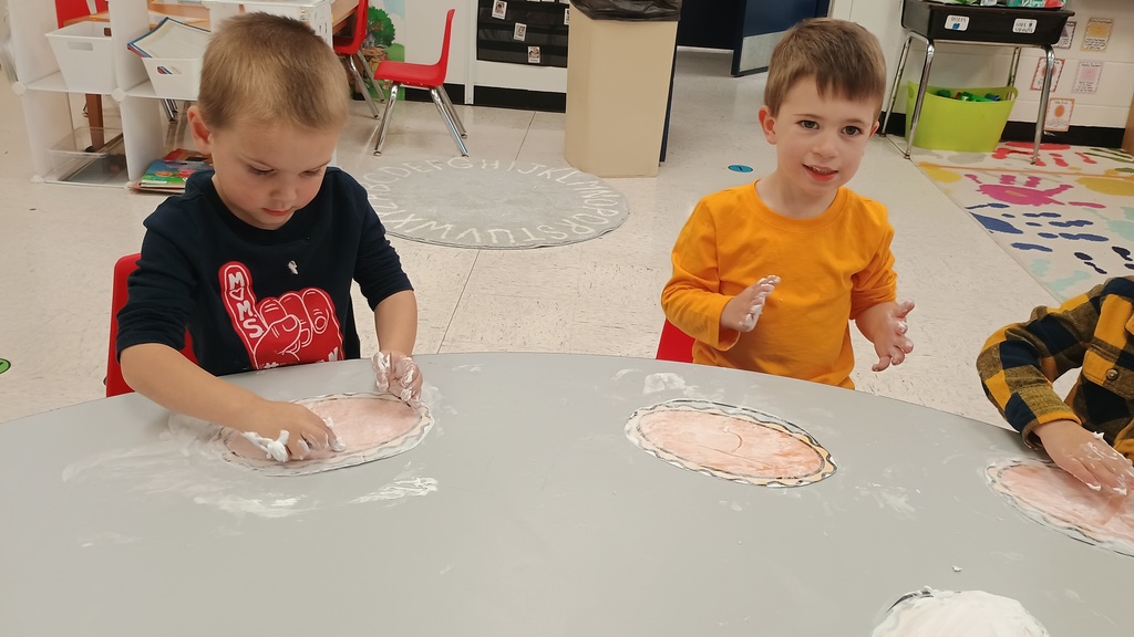 PreK students exploring with shaving cream