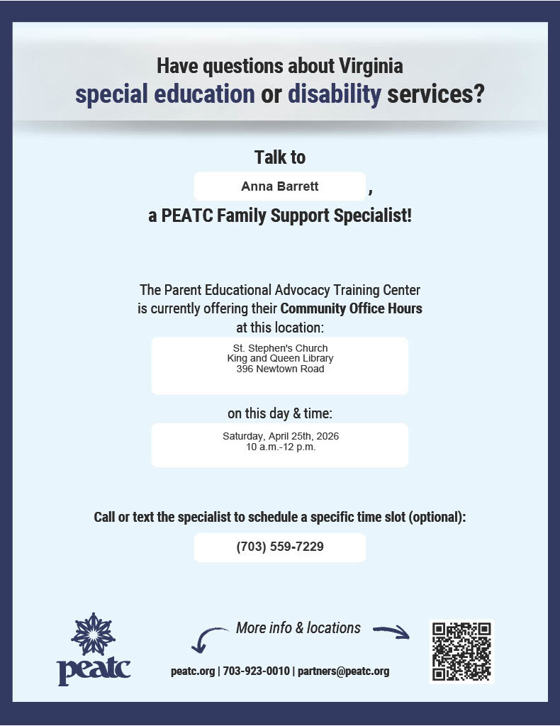 Upcoming PEATC Family Support Event
