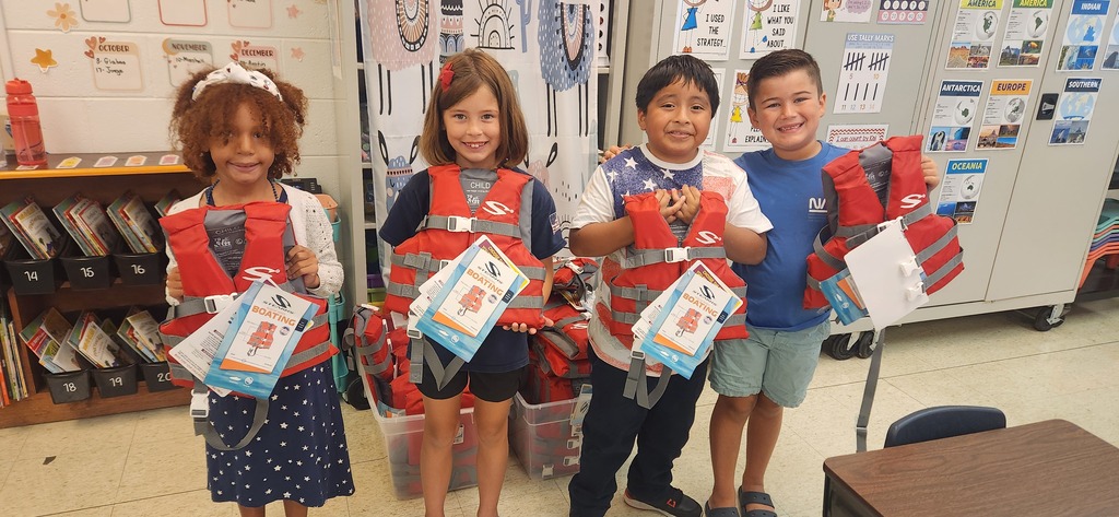 Students with life jackets from West Point Rotary