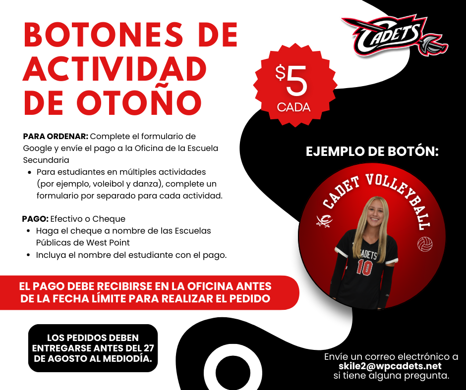 Fall Activity Button Order Info