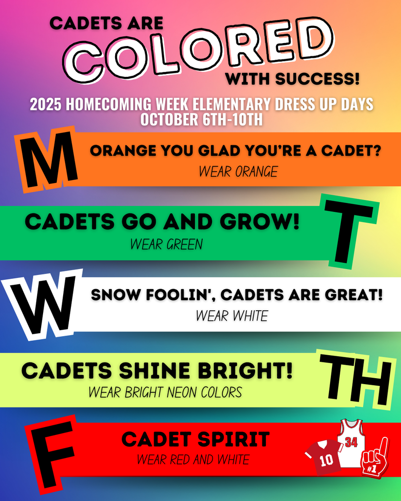 Homecoming 2025 Elementary Dress Up Days