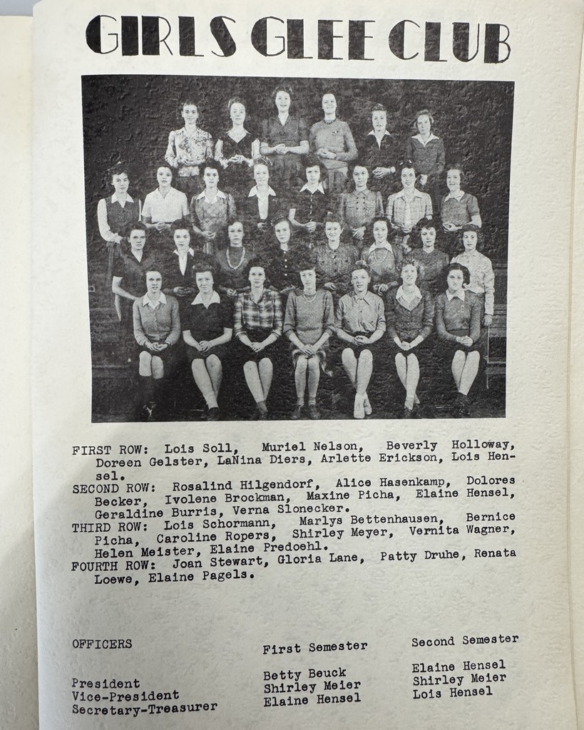 82 Years Ago in Cadet History…  The 1943–1944 yearbook! Right in the middle of the World War II era, when life looked a little different and school spirit meant even more.  The West Pointer school newspaper staff worked hard to keep everyone informed, the basketball “basket-tossers” lone win came from a 26–14 victory over Pilger, and there were many talented voices in the Girls Glee Club!  Even during a time of rationing, wartime news, and big changes across the country, West Point students were still writing stories, cheering on teams, and making music together!  #throwbackthursday #cadetpride⚔️