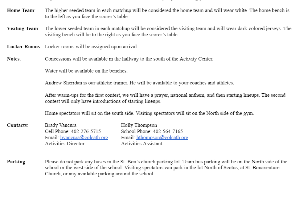 Girls Basketball Sub-District Brackets have been released! 🏀 West Point-Beemer will compete in Subdistrict C1-6 at Scotus Central Catholic. They will play in Game 1 vs Winnebago on Monday, February 16th at 5:30PM. Please see attachments for more information from the host school. #cadetpride⚔️