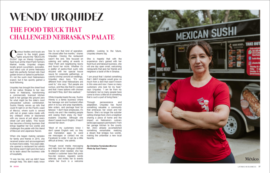 We’re proud to share that Wendy Urquidez, West Point Public Schools Kitchen Staff Member, was featured in JEFAS Magazine – Nebraska Edition 2026 for her food truck, Sushis Wendy LLC! JEFAS celebrates fearless Latina entrepreneurs who are breaking barriers, building businesses, and leading with purpose.  Congratulations, Wendy!  Read the full edition here: https://issuu.com/holaamerica/docs/jefas_magazine_nebraska_edition_february_2026/37  #cadetpride⚔️