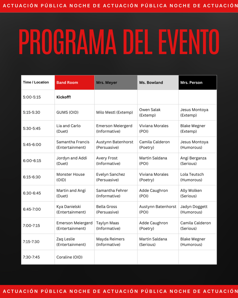 Join us for the West Point-Beemer Speech Team Public Performance Night! 🗣️  Enjoy an evening of powerful performances and talent from our Cadets! Come support our students as they showcase the hard work they’ve put into their events this season and help them prepare for districts.   We’d love to see you there! 👏  #cadetpride⚔️