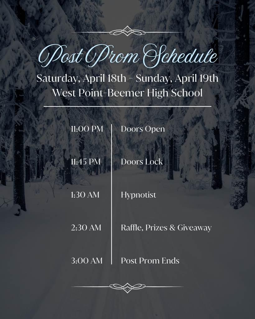 Prom 2026! ❄️🌲   We’re just over 3 weeks away from this year’s “Frosty Forest” Prom! ✨🌲❄️   Juniors and Seniors: don’t forget to fill out and turn in your guest permission forms to the high school office by April 8th to make sure you’re ready for the big night!   We can’t wait to see everyone on Saturday, April 18th!   #cadetpride⚔️