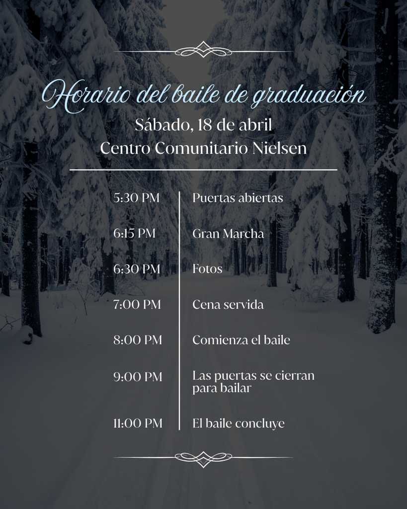Prom 2026! ❄️🌲   We’re just over 3 weeks away from this year’s “Frosty Forest” Prom! ✨🌲❄️   Juniors and Seniors: don’t forget to fill out and turn in your guest permission forms to the high school office by April 8th to make sure you’re ready for the big night!   We can’t wait to see everyone on Saturday, April 18th!   #cadetpride⚔️