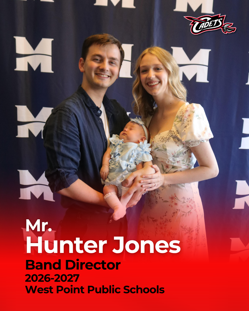 Please help us extend a warm welcome to our new Band Director, Hunter Jones!   Hunter is a graduate of Bellevue West High School and earned his Bachelor of Arts with an endorsement in Music Education. Throughout his school years, he was actively involved in band, jazz band, choir, and a cappella, showcasing a strong passion for the arts. He also brings a unique background as a former college cheerleader.   Mr. Jones is excited to meet students who share a passion for band and is eager to help them grow their musical skills. He is also looking forward to encouraging more students to get involved in the arts while building connections with students, families, and staff at West Point-Beemer.   We are excited to have him join the Cadet family and look forward to the energy and enthusiasm he will bring to our music program!   #cadetpride⚔️