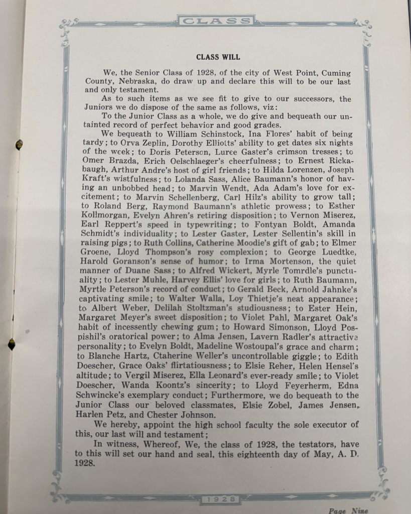 98 Years Ago in Cadet History… The oldest yearbook that we have on hand here at the school! The Class of 1928 consisted of 37 graduates, who left behind a Class Will & Class Prophesy to commemorate their time at West Point High! #throwbackthursday #cadetpride⚔️