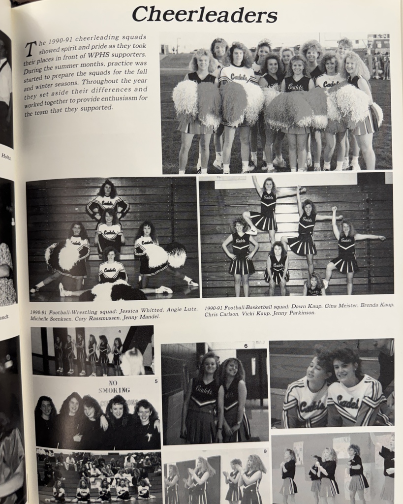 35 years ago in Cadet History...  The 1990–1991 school year was packed with energy, school spirit, and students finding ways to get involved across WPHS!  Back in 1991, students were listening to MC Hammer and Mariah Carey, watching Fresh Prince of Bel-Air, and maybe rocking some serious denim, windbreakers, and big hair in the halls.  From cheering in the stands and competing on the court or field, to learning real-world skills and helping keep things running behind the scenes, these Cadets helped make the year one to remember!  #throwbackthursday #cadetpride⚔️
