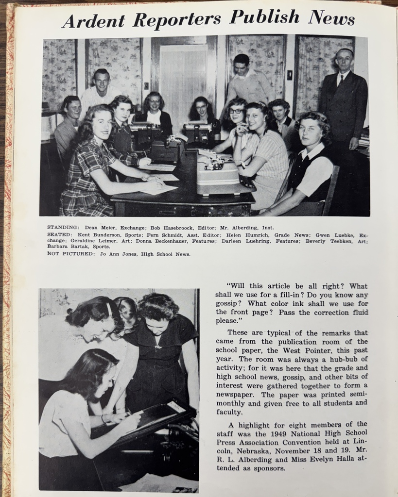 77 years ago in Cadet History... The 1949–1950 school year was filled with music, memories, school spirit, and plenty of fun along the way. Back in 1950, students were listening to artists like Frank Sinatra and Nat King Cole, gathering around the family radio in the evenings, and heading to the movie theater for just a few cents. Television was still a novelty, and if you wanted the latest school news, you relied on the student reporters—not a social media feed! This week, we look back at the Class of 1950 Senior Synopsis, the talented Twirlers & Trumpet Trios, the hardworking student journalists who helped publish school news, and a collection of memorable moments in "School Daze of Fun and Frolic." Looking through these pages reminds us that every generation has its own special memories, traditions, and stories worth preserving! #throwbackthursday #cadetpride⚔️