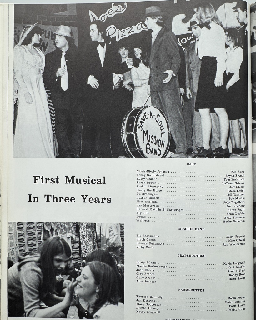 51 years ago in Cadet History...  We’re throwing it back to the 1975-1976 school year, when the yearbook fittingly celebrated the “Spirit of ’76!” 🇺🇸  The stage was busy that year! Featured in these pages are “The Lion Who Wouldn’t,” the school’s first musical in three years, and action shots from the production of “Guys and Dolls.” And for Sweetheart, the theme was “Crystal Blue Persuasion”, a very ’70s choice for the era!  Outside the halls of WPHS, America was preparing to celebrate its Bicentennial, bell-bottoms and platform shoes were in style, Jaws had everyone thinking twice about going in the water, and songs from Queen, Elton John, and the Bee Gees were filling the radio!  #ThrowbackThursday #CadetPride⚔️