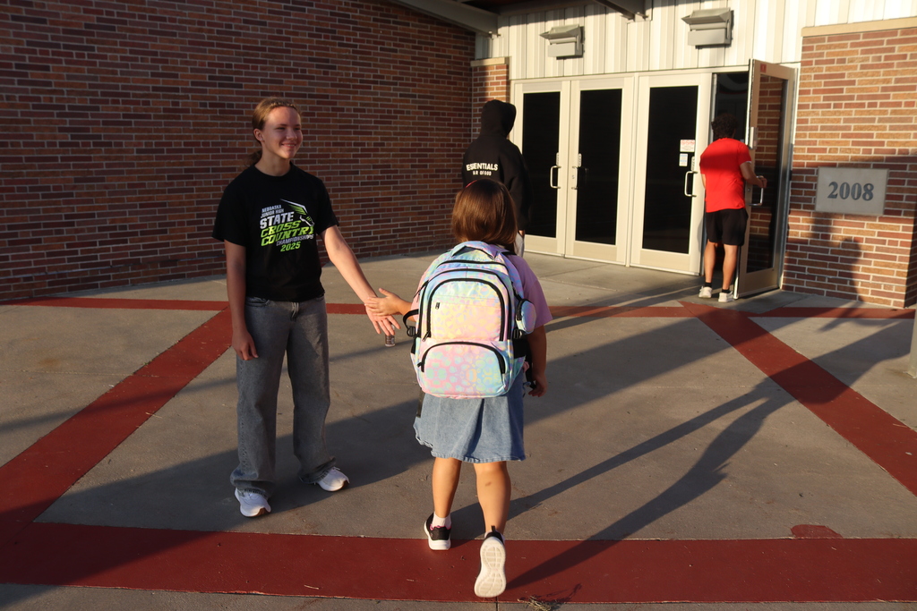 Happy High-Five Friday! ✋  Our West Point-Beemer Cross Country team welcomed the elementary students this morning with high fives, smiles, and tons of energy!  Have a great weekend, Cadets! ❤️🤍🖤  #CadetPride⚔️