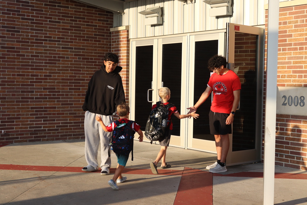 Happy High-Five Friday! ✋  Our West Point-Beemer Cross Country team welcomed the elementary students this morning with high fives, smiles, and tons of energy!  Have a great weekend, Cadets! ❤️🤍🖤  #CadetPride⚔️