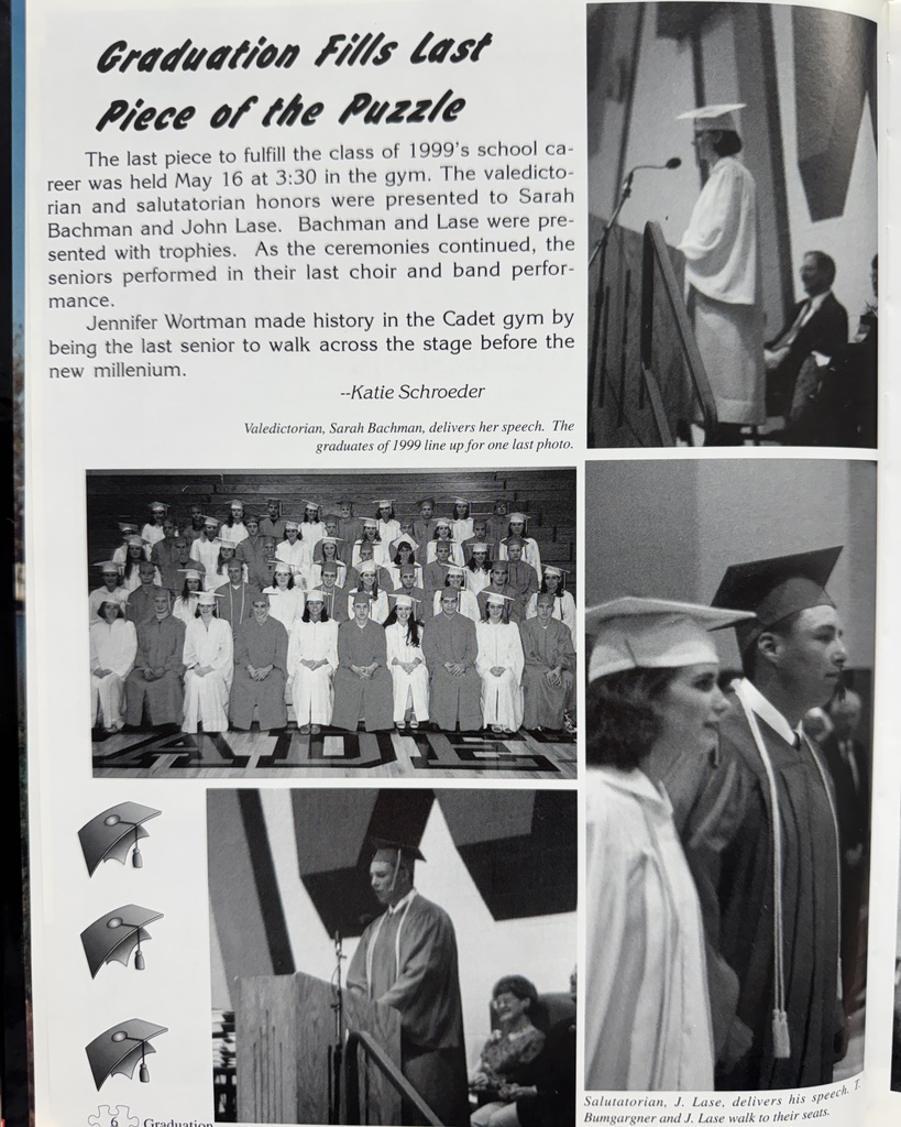 28 years ago in Cadet History…   The year was 1998–1999, and our Cadets were putting together the pieces of a school year they’d never forget! 🧩   Outside the halls of WP-B, everyone was talking about Y2K, listening to Britney Spears and the Backstreet Boys, watching The Parent Trap, and trying to keep their Tamagotchis alive.   With the theme “Leaving A Piece of Youth,” the yearbook used puzzle pieces to capture the people, moments, and memories that made the year complete. From “This Piece Stands Out” to “Graduation Fills Last Piece of the Puzzle,” every page was another piece of the Cadet story!   #ThrowbackThursday #CadetPride⚔️
