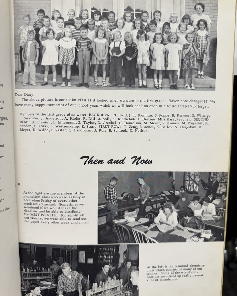 66 years ago in Cadet History…  Dear Diary, the year was 1960–1961, and our Cadets were making memories!  This yearbook took a page straight out of a diary, capturing the moments that made the school year special. From the “Sports on Parade” Athletic Banquet to the seniors looking back on their favorite memories, every page told a little more of the story.  And perhaps the sweetest piece? “Then And Now,” featuring the senior class as first graders alongside their senior portraits. From little Cadets to graduates, what a difference 12 school years can make!  Meanwhile, outside the halls of WP-B, Elvis was on the radio, The Flintstones were on TV, and everyone was doing the Twist! Poodle skirts, saddle shoes, and drive-in movies were all part of the fun.  #ThrowbackThursday #CadetPride⚔️