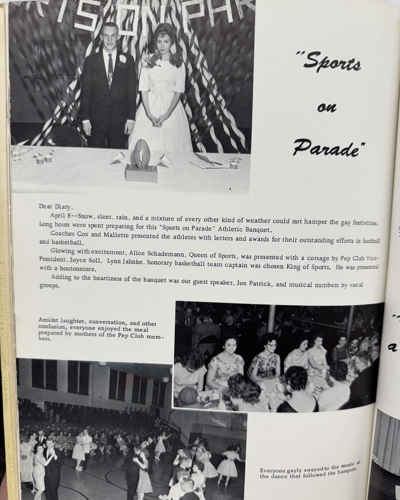 66 years ago in Cadet History…  Dear Diary, the year was 1960–1961, and our Cadets were making memories!  This yearbook took a page straight out of a diary, capturing the moments that made the school year special. From the “Sports on Parade” Athletic Banquet to the seniors looking back on their favorite memories, every page told a little more of the story.  And perhaps the sweetest piece? “Then And Now,” featuring the senior class as first graders alongside their senior portraits. From little Cadets to graduates, what a difference 12 school years can make!  Meanwhile, outside the halls of WP-B, Elvis was on the radio, The Flintstones were on TV, and everyone was doing the Twist! Poodle skirts, saddle shoes, and drive-in movies were all part of the fun.  #ThrowbackThursday #CadetPride⚔️