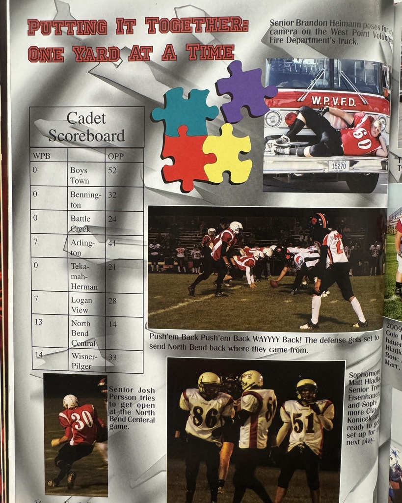 17 years ago in Cadet History…  The year was 2009–2010, and our Cadets were “Piecing It All Together!” 🧩  Each page captured another part of what made the school year complete. From a look back at football season to the clubs and organizations that kept students busy, there was a place for everyone in the Cadet puzzle!  Meanwhile, outside the halls of WP-B, everyone was singing along to Lady Gaga and the Black Eyed Peas, watching Glee, playing Wii Sports, and updating their Facebook statuses. And who could forget Silly Bandz and the excitement of getting a new slide-out keyboard phone?  Different pieces. One unforgettable year!  #ThrowbackThursday #CadetPride⚔️