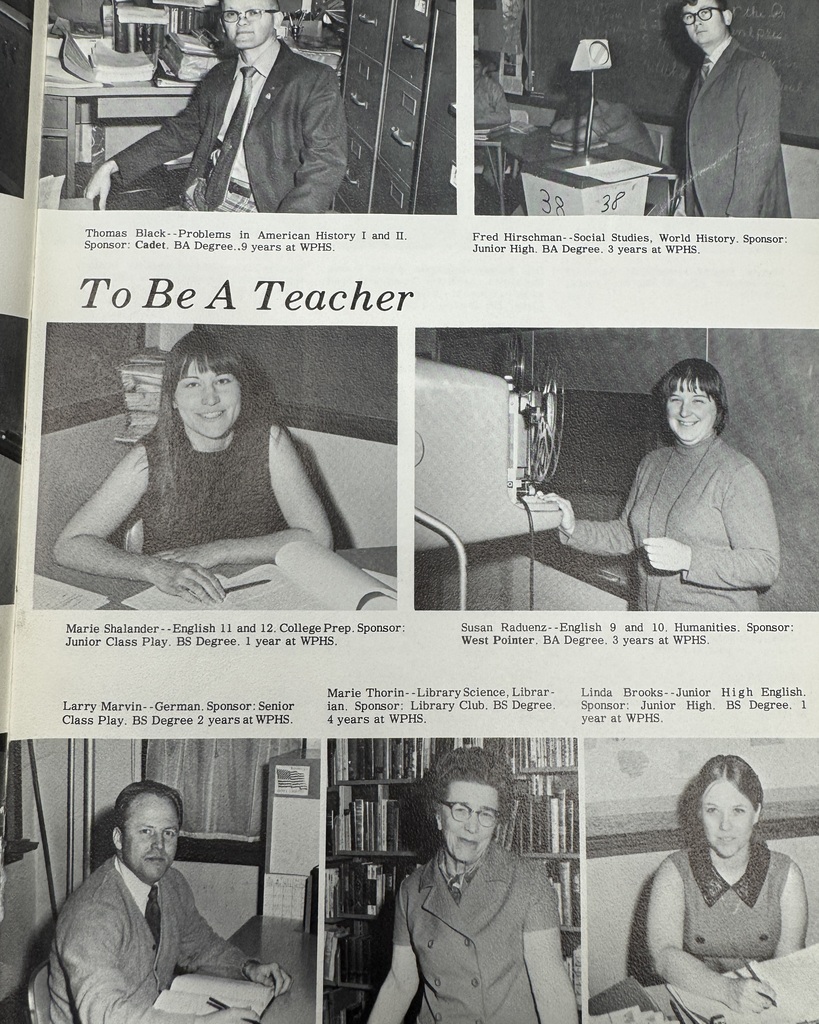 56 years ago in Cadet History…  In 1970–1971, our Cadets gave us plenty to look back on!  This week’s featured pages include “It Takes Nerve To Be A Teacher,” giving us a glimpse of the educators who kept WPHS running, and a look at the Basketball Team, who chalked up an outstanding 16–6 record!  Meanwhile, bell-bottoms were in style, The Brady Bunch was on TV, and everyone was listening to The Jackson 5, The Beatles, and Simon & Garfunkel!  #ThrowbackThursday #CadetPride⚔️