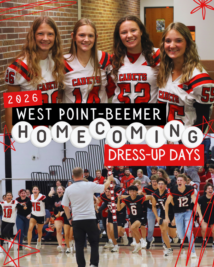 Homecoming Week Dress-Up Days! ❤️🤍🖤 Get those outfits ready, Cadets! Homecoming Week is October 5–9, and we’ve got some fun dress-up days planned! 📅 Monday: NO SCHOOL — Enjoy your day off! 🤠 Tuesday: Country vs. Country Club Cowboy boots, flannels, denim, cowboy hats OR polos, khakis, golf skirts, visors, and sweaters tied around your shoulders! 🩹 Wednesday: Fake an Injury Break out the (pretend!) bandages, slings, wraps, and crutches for an injury-inspired look! 🪩 Thursday: Decades Pick your favorite era! Think ’70s bell-bottoms, ’80s neon and big hair, ’90s grunge, or 2000s throwback fashion! 🔴 Friday: CADET PRIDE! Go ALL OUT in red, white, and black! Cadet jerseys, school apparel, face paint, and anything that shows your Cadet spirit! We can’t wait to see your Homecoming spirit! #CadetPride⚔️